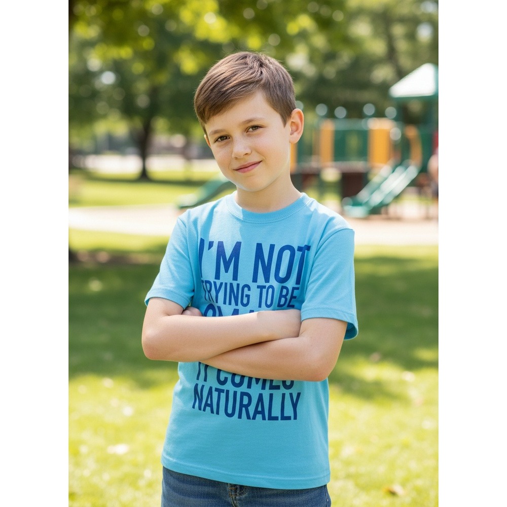 Big Boys Tee The Childrens Place Boys Blue Smart It Comes Naturally T-Shirt Sz M